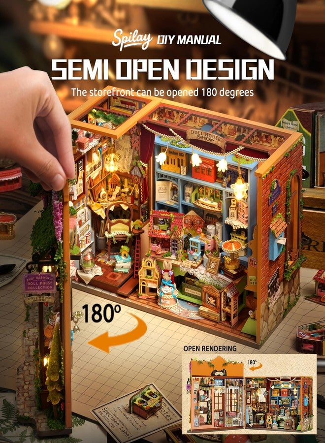 Spilay DIY Book Nook Kits for Adults, Fairy Tale Book Nook Kit with LED Light, 3D Wooden Puzzle DIY Miniature Dollhouse Kit, Creative Bookshelf Decor&Unique Gift for Teens & Book Lovers - Image 5